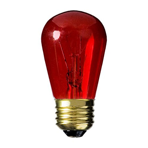 10 Qty. Halco 11W S14 Red Trans 130V Halco S14RED11T 11w 130v Incandescent Transparent Red Lamp Bulb