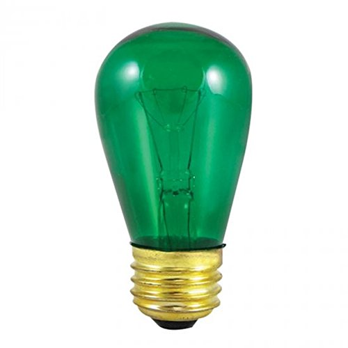 25 Qty. Halco 11W S14 Green Trans 130V Halco S14GRN11T 11w 130v Incandescent Transparent Green Lamp Bulb