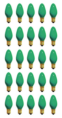 25 Qty. Halco 5W C7 Green Ceramic Candelabra 130V HA C7GRN5C 5w 130v Incandescent Ceramic Green Lamp Bulb