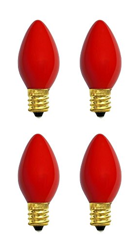 4 Qty. Halco 5W C7 Red Ceramic Candelabra 130V HA C7RED5C 5w 130v Incandescent Ceramic Red Lamp Bulb