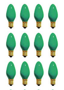 12 Qty. Halco 5W C7 Green Ceramic Candelabra 130V HA C7GRN5C 5w 130v Incandescent Ceramic Green Lamp Bulb