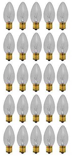 25 Qty. Halco 7W C9 CL INT 130V Halco C9CL7 7w 130v Incandescent Clear Lamp Bulb